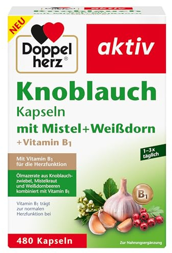 Doppelherz Knoblauch Kapseln – mit Mistel + Weißdorn + Vitamin B1 – 480 Kapseln