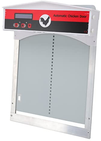 Phefop Abridor Automático de Puerta para Gallinero, Funciona con Pilas, Control LCD con Temporizador y Sensor de Luz para Avicultura