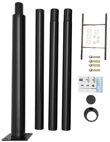 DHQCQL Palo per lampada solare con picchetto e telaio di fondazione, resistente alle intemperie, illuminazione esterna, palo per lampada diviso per terrazza, strada (4 m)