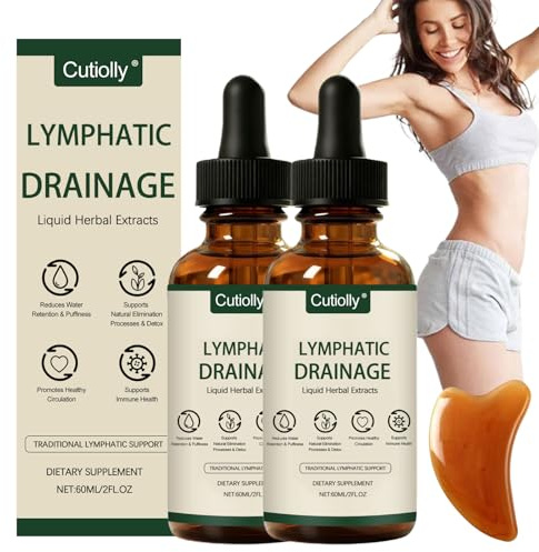 Drainant Lymphatique,2pcs Lymphatique Gouttes,Drainage Lymphatique,Drainant Lymphatique,Drainage Lymphatique Corps Complet,Support Système Lymphatique,Naturelles Pour Femmes Hommes