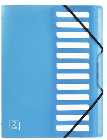 Oxford Ordnungsmappe 2nd Life, DIN A4, 12 Fächer, Kunststoff, blau, 1 Stück