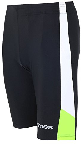 Airtracks Pantaloni funzionali da corsa da uomo, corti, da corsa, da corsa, da corsa, da corsa, da jogging, a compressione, traspiranti, ad asciugatura rapida, catarifrangenti, Nero/Neon., M