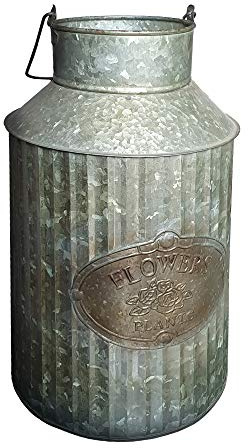 Vintage Industrial Farmhouse Chic Flowers and Plants Can with Handle (Does Not Come with Flowers)