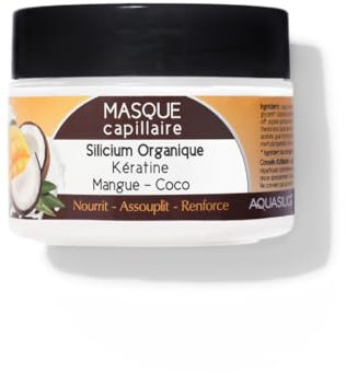 Masque Capillaire Ultra Réparateur - Au Silicium Organique & Kératine - Démêle & Renforce les Cheveux - Nourrissant & Assouplissant - Pour Cheveux Abîmés & Stressés - Parfum Mangue Coco - Aquasilice
