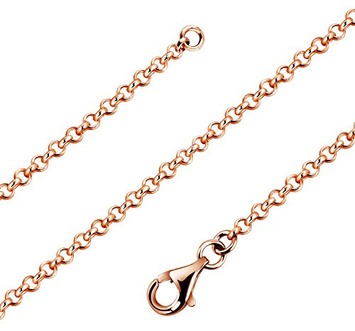 Avesano Rosegold Erbskette 925 Silber Kette Damen Halskette 2,2 mm 12-4 | vergoldete Silberkette Rose Gold in den Längen 42 45 50 60 70 80 90 cm verfügbar