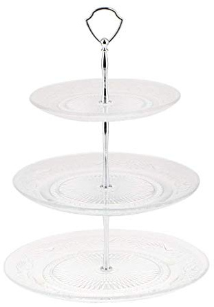 Tubayia Plateau de Service en Verre et Acier pour Cupcake, 3 Etage