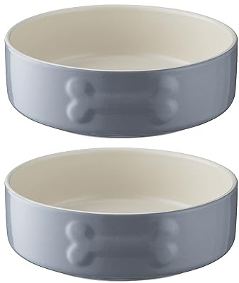 Mason Cash Colour Mix Grey Set of 2 Dog Bowls 15cm