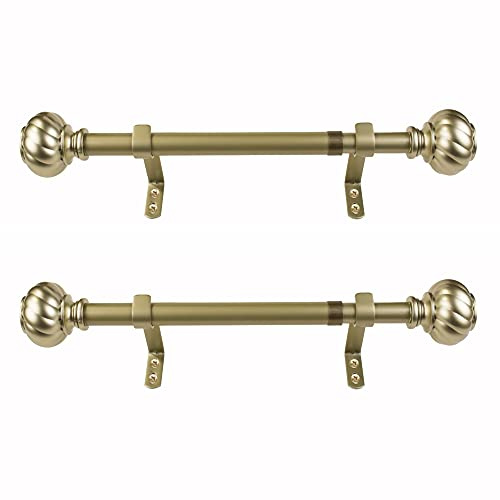 Decopolitan Gardinenstange mit Drehknauf, 2,5 cm, 30,5 bis 50,8 cm, Gold (Light Gold)