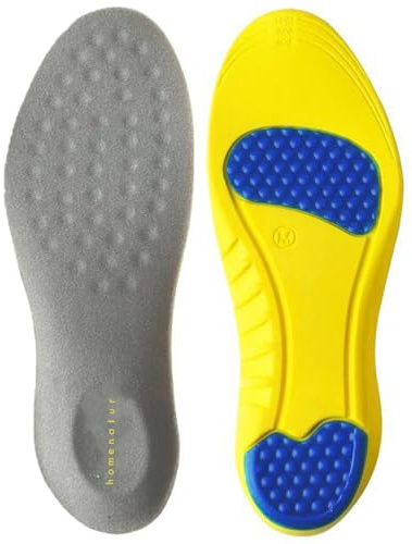 HOMENATUR Plantillas Gel Hombre Trabajo Mujer - Uso Diario Calzado Deportivo - Diseño Flexible y Transpirable - Cuidado de Pies - Silicona Foam Memory Alivio Taloneras - Padel Ciclismo (S)
