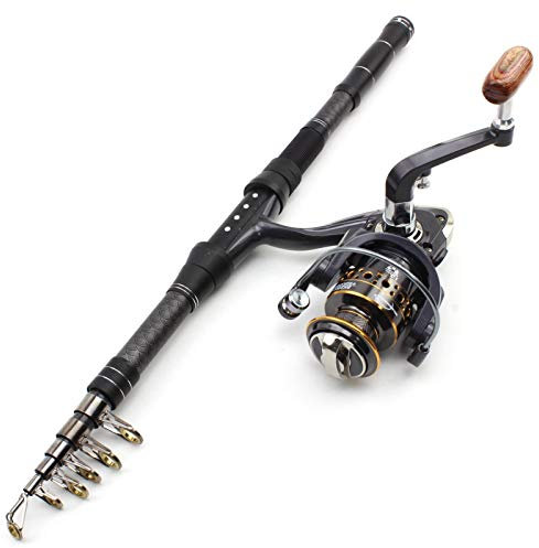 ZYYDD 2.1M Angelrute Rolle Set, Spinnrute Rolle Combo, Carbon Angelrute mit Angelrute, 44cm Faltbare Angelrute, Meer Angelrute Spule Kombination, Forellenstange Angelrute, Bassfischen ZYYDD
