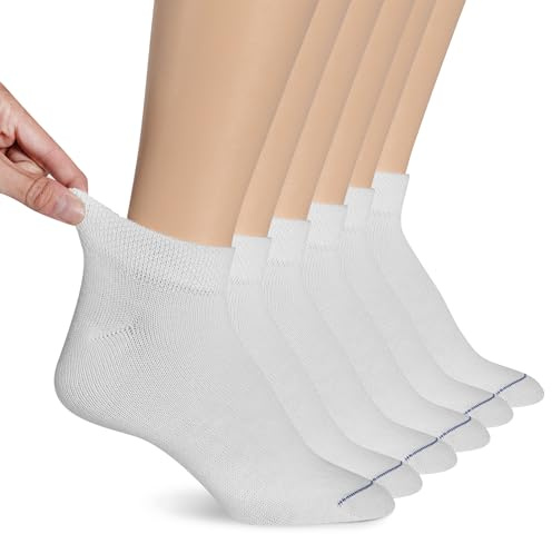 Dr. Scholl's Womens Diabetes & Circulator - 4 6 Pair Packs Non-binding Comfort And Moisture Management Socks, White, 8-12 US