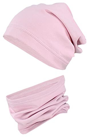 TupTam Kinder Beanie Mütze Schlauchschal Set Übergangszeit, Farbe: Altrosa, Größe: 52-54