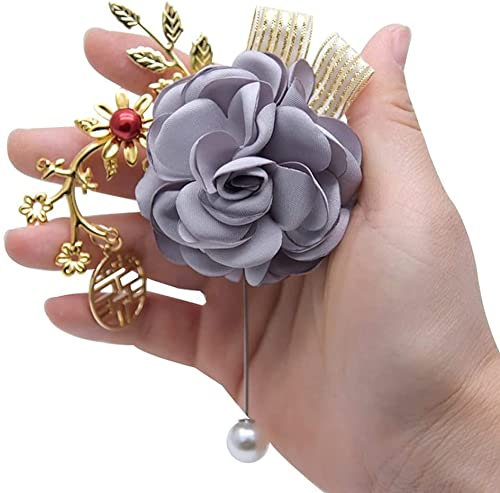 LIOYUHGTFY Ansteckblume Handgelenk Corsage Hochzeit Boutonniere Klassische Brosche Prom Geschenk für Bräutigam Golden Leaf Anstecknadel Hochzeit Boutonniere 1102(Color:D)