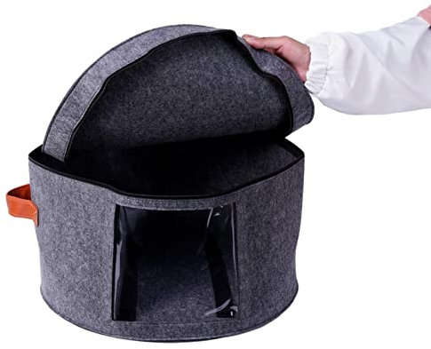 sadfd 2 Stück Hutschachtel Rund Mit Deckel, Groß Hutkoffer, Hutbox Pop Up Hut Aufbewahrungsbox, Runder Organizer Transparentem Dekorativer Schrank Organizer, 43cm, Grau