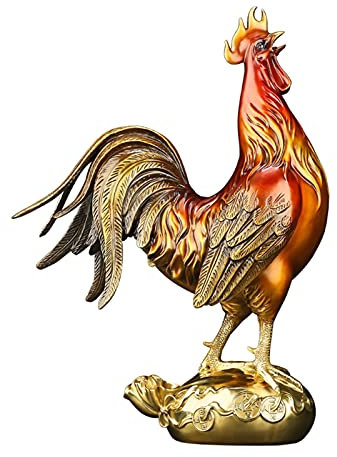 hanxiaoyishop Buddha-Statue Hahnfigur Skulputre Kupfer Tierdekor Feng Shui Desktop Dekoration Chinesisches Sternzeichen Hahn-Statue für Haus Garten Terrasse Geschenke Buddha Dekoration (Größe M: