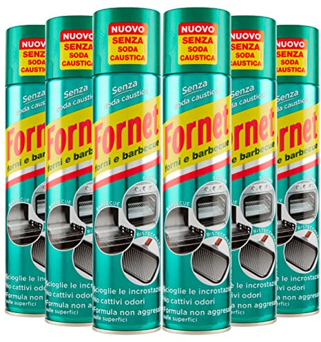 Fornet - Sgrassatore Spray per Forni e Barbecue, Formula non Aggressiva, Senza Soda Caustica, 300ml x 6 Pezzi
