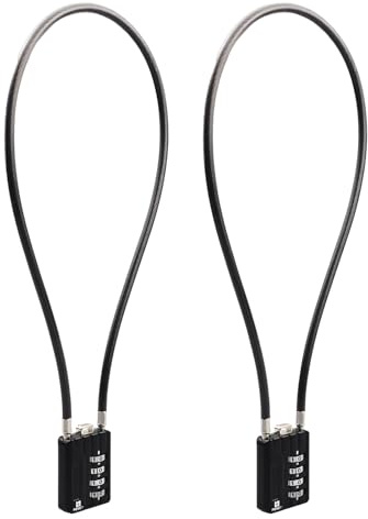 RESET-204 (2er-Pack) 4-stelliges Zahlenkombinations-Vorhängeschloss mit 50cm (20 Zoll) Stahlseil, Kabelschloss für Mülleimer, Schließfach, Spind, Gepäck, Koffer, Waffenkoffer, Abzug, Helm, 5mm