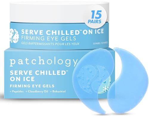 Patchology Serve Chilled On Ice Firming Under Eye Mask Patches with Peptides, Cloudberry Oil & Bakuchiol - Hydrogel Patches for Dark Circles, Puffiness, Fine Lines - Ideal Travel Essential - 15 Pairs