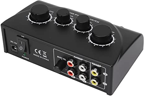 Alomejor Mini Mixer Audio Portatile per Karaoke, Mini Mixer Audio Stereo per Riunioni di Famiglia (Spina UE)