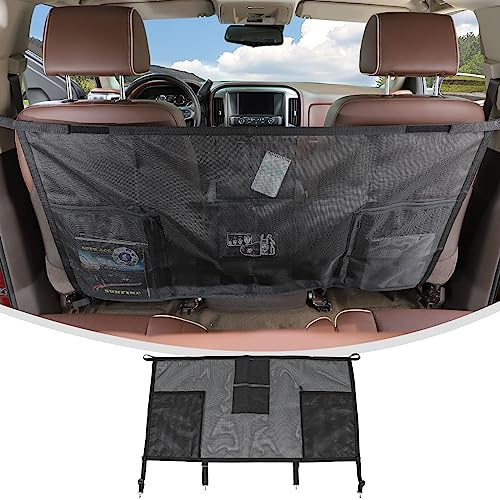 Linskip Pickup Truck Dog Barrier - Pet Divider Net Compatible with F150 RAM Silverado Colorado GMC Sierra Tuntra & 2025 4Runner, Pet Restraint Car Backseat Divider Mesh(52.5 Wide)