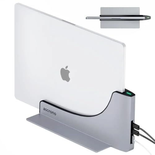 Ascrono Vertikale Docking-Station perfekt für MacBook Air 15 (M2, M3 & M4 2023-2025) - 2 Thunderbolt-4 USB-C-Anschlüsse für den nahtlosen Anschluss von Zwei Displays