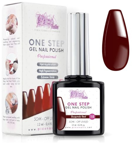 Smalto Semipermanente Unghie 3 in 1 Uv/Led 12 ml - Rosso Burgundy - Smalto Unghie Gel - Unghie Subito Brillanti Con o Senza Base e Top Coat
