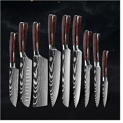 LIUJOU Coltello da cucina 7CR17 440C Laser in acciaio inossidabile modello di Damasco Santoku giapponese mannaia for affettare pratico coltello da chef