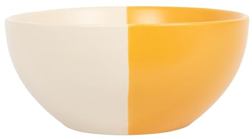 Nicola Spring Stoneware Cereal Bowl - 16.5cm - Mustard - Pack of 1 - Ceramic Two Tone Pasta Bowls Tableware Dishwasher & Microwave Safe Crockery for Dessert, Pasta, Soup, Cereal