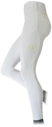 e EQUITYUM, Leggings da Equitazione Demetra Donna, Alta qualità, Materiali Elastici e Resistenti, Full Grip, Confortevoli e Efficienti, Design Italiano (IT, Testo, L, Regular, Regular, Bianco)