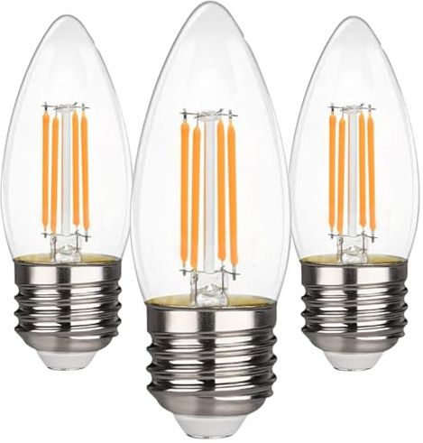 BHMAOYN 12V 24V LED Kerzenlampe E27,6W ersetzt 60W,Warmweiß 2700K,Solar & Niederspannung Für Wohnmobil, Boot, Garten,3er Pack