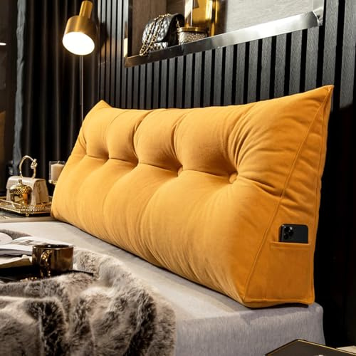Cojín De Cabecero Lectura De Chenilla, Almohadón De Apoyo Relleno De Algodón Perla Almohada Triangular Para Cabecera Cojín de Pared, Almohada Respaldo de Cintura para Cama Sofá(80x20x50cm,Orange color