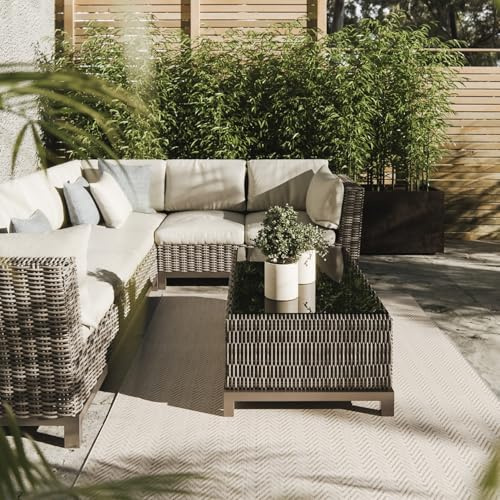 Interiyou Outdoor Teppich Wetterfest Kano - 160x230 cm Creme/Grau - Wasserfest für Balkon, Terrasse, Garten - Outdoorteppich passend auch für Wohnzimmer, Schlafzimmer und Küche - Aussenteppich