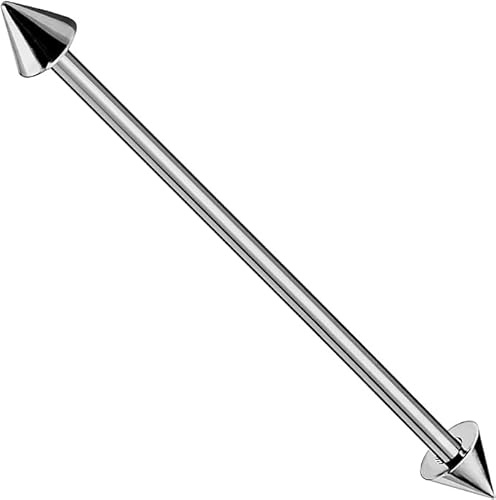 GBJUK Industrial Barbell Scaffold Piercing Bar 316L Surgical Steel 1.6mm x 38mm with Spiked Ends