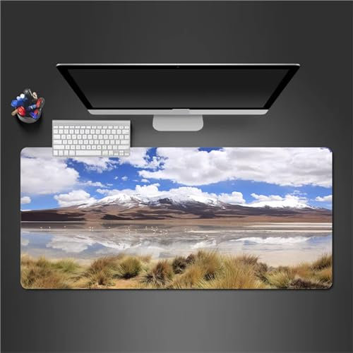Tainrun Reed Lake Mountain Mouse Pad 40x20x0.08 inch Extended XXL Mousepad,Stitched Edges Mouse Mat,Non-slip Rubber Base and Waterproof Surface,Computer Keyboard Desk Mat Large Size 1000x500x2mm