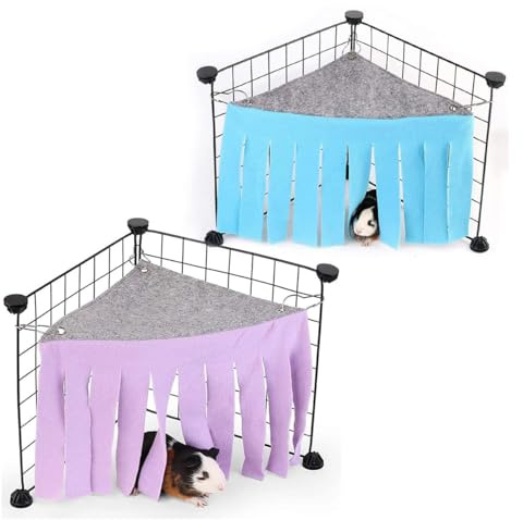 Sarini 2 st hamstertält hängmatta små djur gömställe husdjur gömd hörnskydd dold hängmatta hörn husdjur gömställe bur tillbehör för hamster chinchilla igelkott kanin (lila + blå)