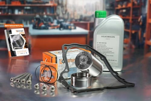 KITRONIC Druckspeicher Reparatursatz DQ200 für DSG, 7-Gang-Mechatronik Trockenkupplungsgetriebe 0AM kompatibel mit VW | Mit Dichtung & 1L Mechatronik Öl inkl. Aluminium Schrauben | YMZ111