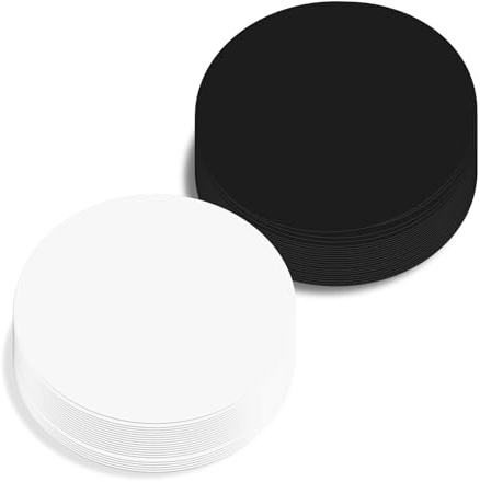 WUMUZAI Cercle de papier cartonné de 25 cm, 50 feuilles rondes de papier cartonné épais, découpes en papier vierge pour dessin, écriture, art, décoration de fête, blanc et noir
