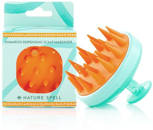 Nature Spell Shampoo Dispensing Scalp Massager, Soft Silicone Brush, Suitable for All Hair Types, Waterproof & Easy to Clean