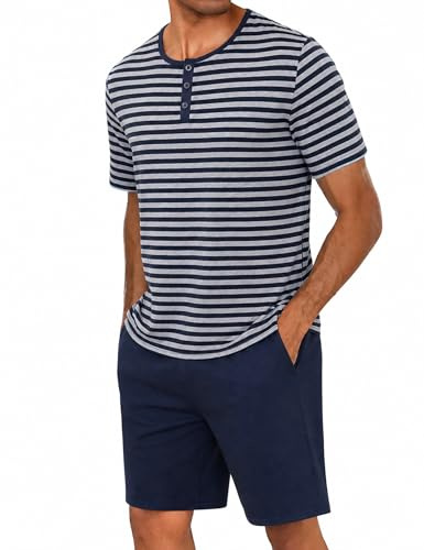 Marvmys Mens Pajamas Set Short Sleeve Nightwear Top & Pants with Pockets