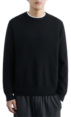 Seiizaa Sudadera con Parche de Cuero y Cuello Alto para Hombre, Chaqueta de Primavera y otoño-Black-XL