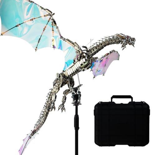 PuzzXfundty 3D Metall Blutrünstiger Aurora Drache Modellbausatz für Erwachsene, 124 X 126 X 22cm Großes Metall Drachen Modell Kreative Sammlung Modell (3000+PCS)