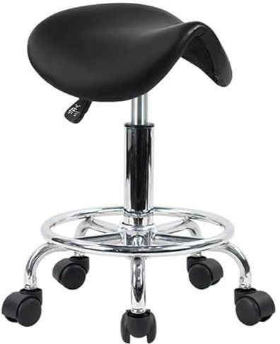Verstellbarer hydraulischer Sattelhocker mit Drehrollen und PU-Leder für Labor, Klinik, Zahnarzt, Medizin-Salon, 45/58 cm
