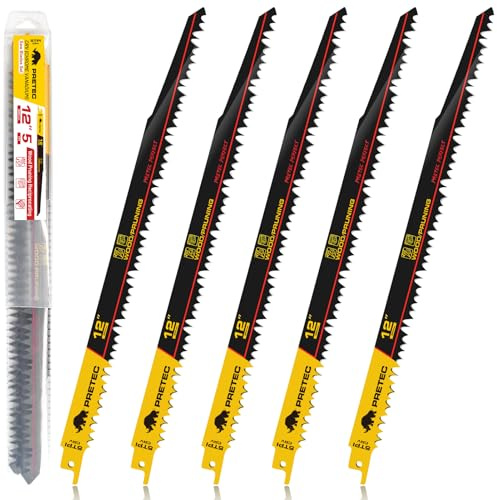 12 Inch Wood Pruning Reciprocating Saw Blades for Tree Trimming, 5 PCS/5TPI