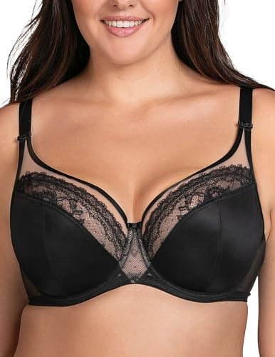 VIVISENCE Soutien-Gorge Classique avec Armature en Dentelle Élégant Et Confortable pour Un Maintien Parfait Bretelles Réglables pour Toutes Les Poitrines 1081, Noir,95H