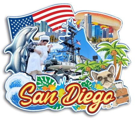 Quwsne Kühlschrankmagnet San Diego Kalifornien Amerika Kühlschrankmagnet Stadt Reise Souvenirs Touristengeschenke 3D klassische Sehenswürdigkeiten handgefertigt Handwerk Heimdekoration -4006