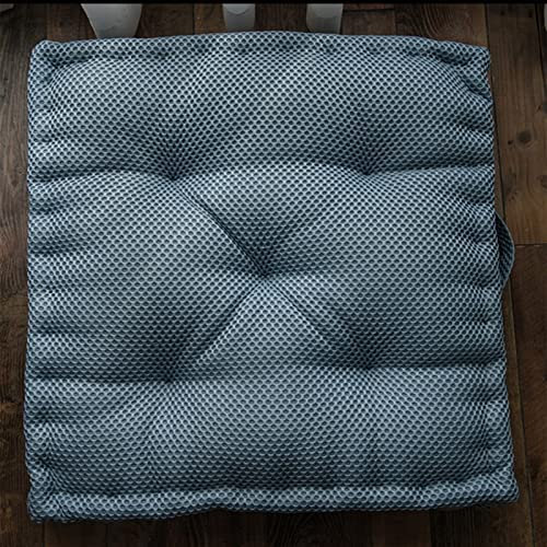 Bodenkissen, quadratisch, grau, blau, 60 x 60 cm, großes Kissen für Zuhause, Esszimmer, Büro, Reisen, bequemes Kissen für den Innen- und Außenbereich
