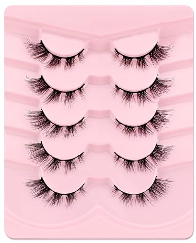 3D lösögonfransar kattöga, fluffig volym lockigt kattöga konstgjorda ögonfransar naturligt utseende, återanvändbara handgjorda falska mink make-up ögonfransar 5 parpack (FDH-02)