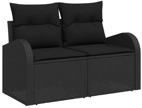 vidaXL Trädgårdsoffa Svart 124 x 62 x 69 cm konstrotting, Trädgård och Terrass, Hållbar Modulsoffa, Lätt UV-Skyddad, Utomhusmöbler, Modern Loungeset