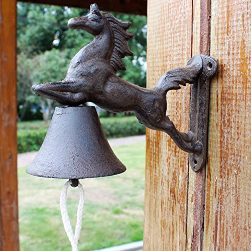 PLLJIAXUAMCLNL Große Essensglocke aus Gusseisen, Heavy Duty Solid Iron Dinner Bell mit großem Pferd Dekor, Service Glocken für Vorgarten Bauernhof Bar