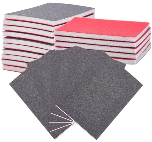 SOFPLATE 20 pezzo di Carta Vetrata per Lucidatura A 240 grane 4 x 2.8 pollici Rettangolare Spugna Marrone Cocco Schiuma Bagnata e Asciutta Fogli per Utensili per Levigatura Manuale per Modelli Cartong